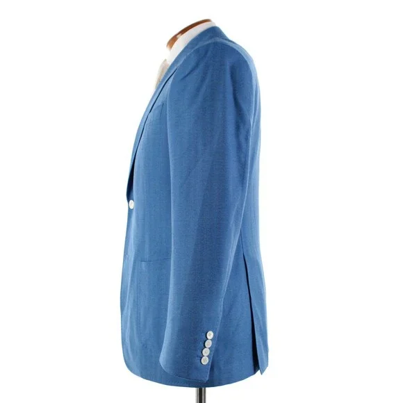 Cardinal of Canada NWOT Wool / Silk Sport Coat Size 40R US In Blue Herringbone